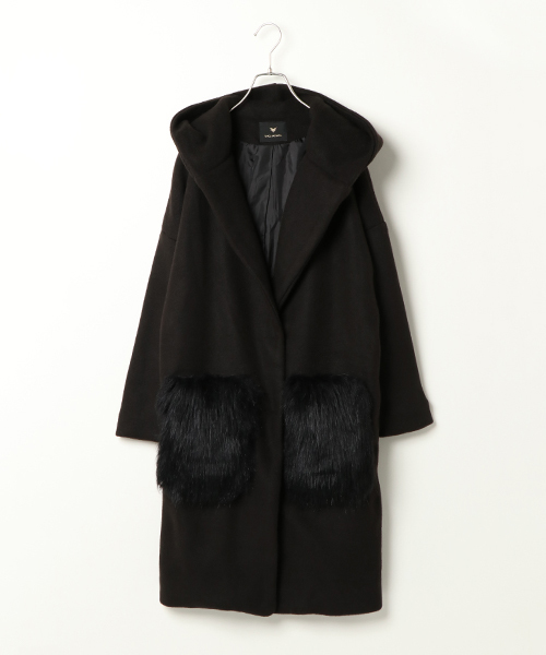 VENCEEXCHANGE（ヴァンスエクスチェンジ）の「ファーポケフーテッドコート（その他アウター・レディース・グレー/ブラック/ピンク系その他/キャメル・MEDIUM）」の2枚目の写真