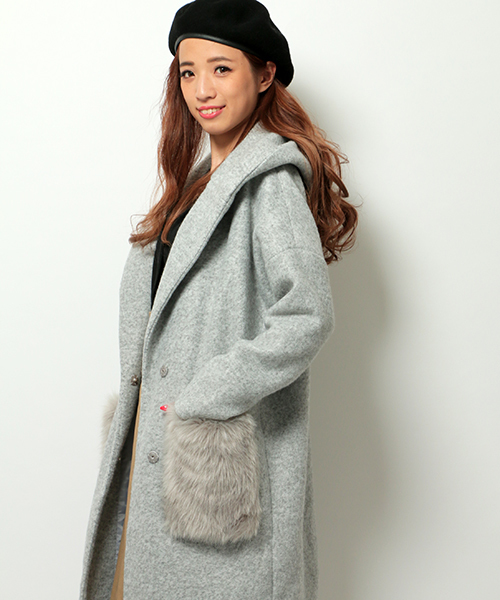 VENCEEXCHANGE（ヴァンスエクスチェンジ）の「ファーポケフーテッドコート（その他アウター・レディース・グレー/ブラック/ピンク系その他/キャメル・MEDIUM）」の6枚目の写真