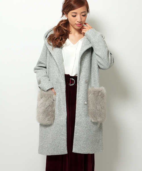 VENCEEXCHANGE（ヴァンスエクスチェンジ）の「ファーポケフーテッドコート（その他アウター・レディース・グレー/ブラック/ピンク系その他/キャメル・MEDIUM）」の7枚目の写真