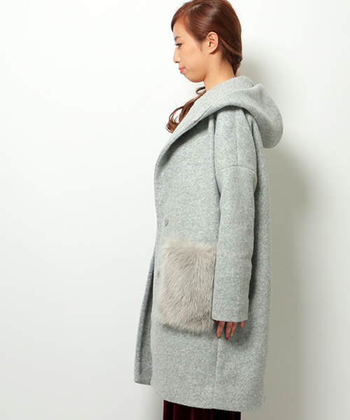 VENCEEXCHANGE（ヴァンスエクスチェンジ）の「ファーポケフーテッドコート（その他アウター・レディース・グレー/ブラック/ピンク系その他/キャメル・MEDIUM）」の8枚目の写真