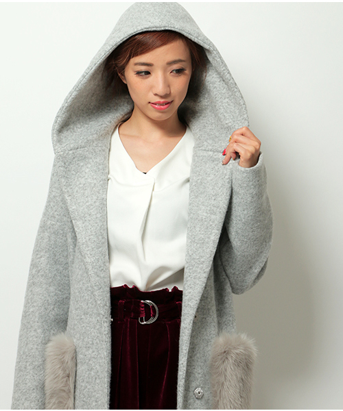 VENCEEXCHANGE（ヴァンスエクスチェンジ）の「ファーポケフーテッドコート（その他アウター・レディース・グレー/ブラック/ピンク系その他/キャメル・MEDIUM）」の11枚目の写真