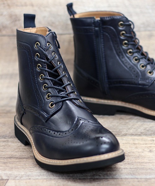 AAA（トリプルエー）の「AAA+ / ウイングチップレースアップカントリーブーツ(2346)（ブーツ・メンズ・ブラック/ダークブラウン/ネイビー/キャメル/ワイン・41/42/43/44/40）」の3枚目の写真