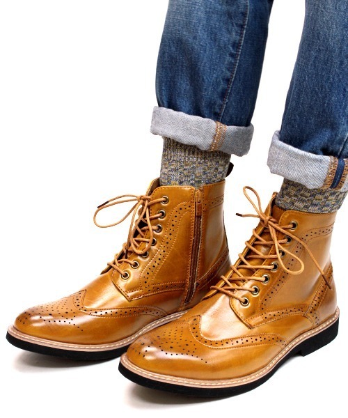 AAA（トリプルエー）の「AAA+ / ウイングチップレースアップカントリーブーツ(2346)（ブーツ・メンズ・ブラック/ダークブラウン/ネイビー/キャメル/ワイン・41/42/43/44/40）」の4枚目の写真