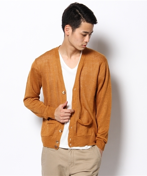 BEAUTY&YOUTH UNITED ARROWS（ビューティーアンドユースユナイテッドアローズ）の「BY リネン Vカーディガン◆（カーディガン/ボレロ・メンズ・ナチュラル/ワインレッド/マスタード/ネイビー・SMALL/MEDIUM/LARGE/X-LARGE）」の3枚目の写真