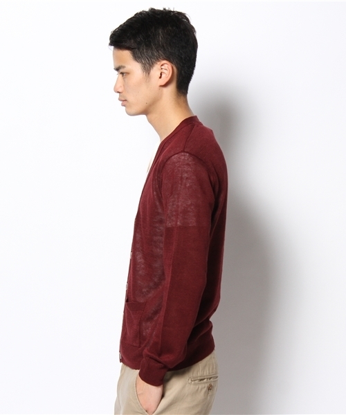 BEAUTY&YOUTH UNITED ARROWS（ビューティーアンドユースユナイテッドアローズ）の「BY リネン Vカーディガン◆（カーディガン/ボレロ・メンズ・ナチュラル/ワインレッド/マスタード/ネイビー・SMALL/MEDIUM/LARGE/X-LARGE）」の5枚目の写真