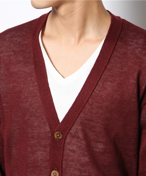 BEAUTY&YOUTH UNITED ARROWS（ビューティーアンドユースユナイテッドアローズ）の「BY リネン Vカーディガン◆（カーディガン/ボレロ・メンズ・ナチュラル/ワインレッド/マスタード/ネイビー・SMALL/MEDIUM/LARGE/X-LARGE）」の7枚目の写真
