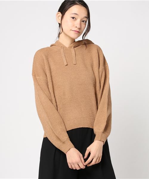 E Hyphen World Gallery イーハイフンワールドギャラリー の 畦編みニットフードパーカー パーカー Wear