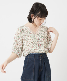 OLIVE des OLIVE | 花柄Ｖ開きブラウス(シャツ/ブラウス)