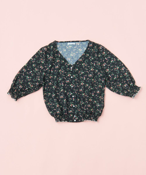 OLIVE des OLIVE（オリーブデオリーブ）の「花柄Ｖ開きブラウス（シャツ/ブラウス・レディース・ホワイト/イエロー/ブラック・FREE）」の2枚目の写真
