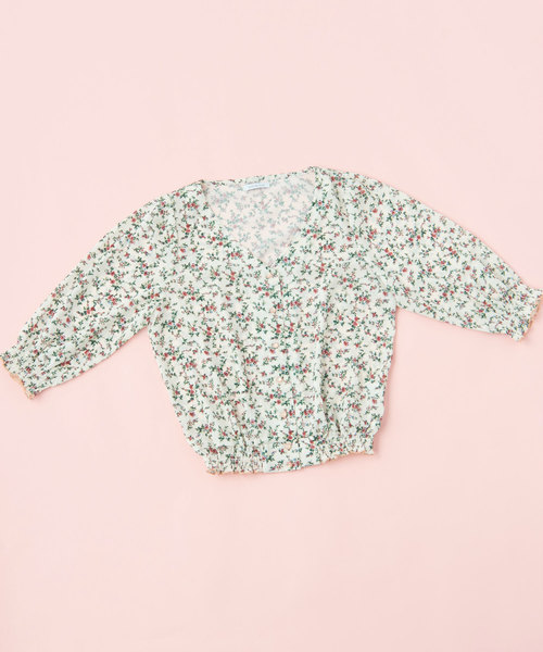 OLIVE des OLIVE（オリーブデオリーブ）の「花柄Ｖ開きブラウス（シャツ/ブラウス・レディース・ホワイト/イエロー/ブラック・FREE）」の5枚目の写真