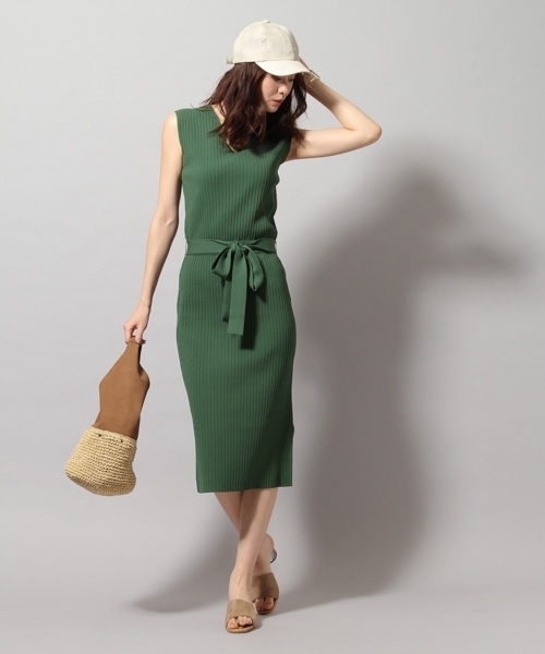 Andemiu（アンデミュウ）の「【オレンジWEB限定カラー】サマーリブニットワンピース796423（ワンピース・レディース・オレンジ/グリーン/グレー/ネイビー/ブラウン/ブラック・FREE）」の10枚目の写真