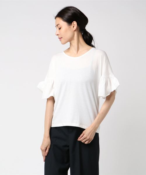 AMERICAN HOLIC（アメリカンホリック）の「・半袖ギャザープルオーバー（Tシャツ/カットソー・レディース・カーキ/ブラック/オフホワイト・FREE）」の2枚目の写真