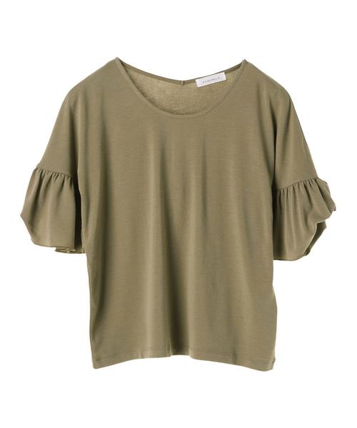 AMERICAN HOLIC（アメリカンホリック）の「・半袖ギャザープルオーバー（Tシャツ/カットソー・レディース・カーキ/ブラック/オフホワイト・FREE）」の11枚目の写真