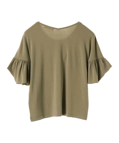 AMERICAN HOLIC（アメリカンホリック）の「・半袖ギャザープルオーバー（Tシャツ/カットソー・レディース・カーキ/ブラック/オフホワイト・FREE）」の8枚目の写真