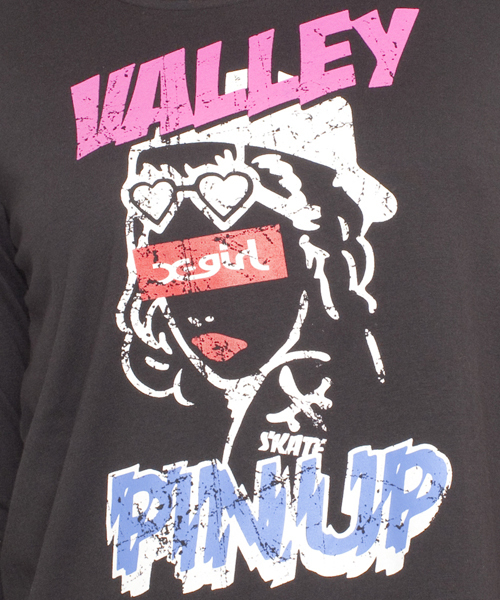 X-girl（エックスガール）の「PIN-UP GIRL L/S TEE（Tシャツ/カットソー・レディース・ホワイト/ブラック/イエロー/ネイビー・1/2）」の8枚目の写真