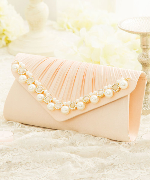 DRESS STAR(ドレス スター)の「プリーツパールビジューレター型クラッチバッグ(クラッチバッグ・レディース・ブラック/ピンク/シルバー/ネイビー/ベージュ・フリー)」の16枚目の写真