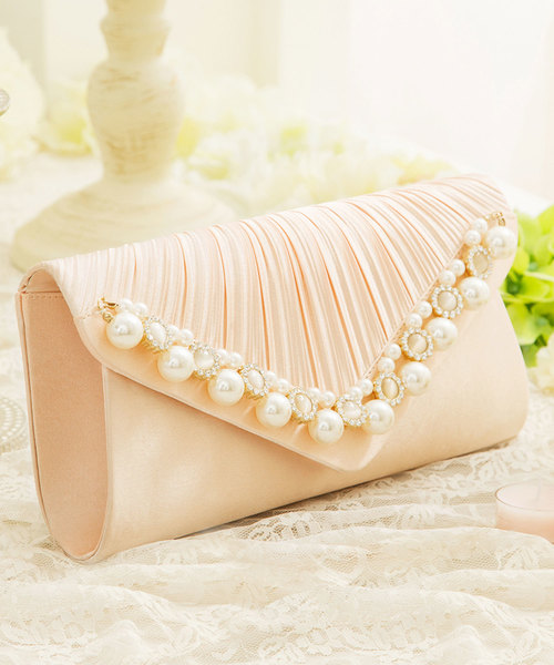 DRESS STAR(ドレス スター)の「プリーツパールビジューレター型クラッチバッグ(クラッチバッグ・レディース・ブラック/ピンク/シルバー/ネイビー/ベージュ・フリー)」の17枚目の写真