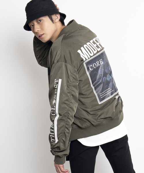 WEGO(ウィゴー)の「WEGO/グラフィックBOXロゴMA-1(MA-1・メンズ・ブラック/カーキ・MEDIUM/LARGE)」の1枚目の写真