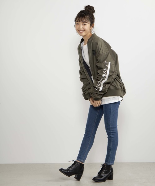 WEGO(ウィゴー)の「WEGO/グラフィックBOXロゴMA-1(MA-1・メンズ・ブラック/カーキ・MEDIUM/LARGE)」の12枚目の写真