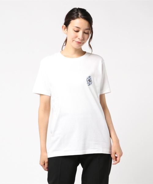 MIXXDAVID（ミックスディビッド）の「MIXXDAVID / ジャカードプリントT（Tシャツ/カットソー・レディース・ホワイト/ベージュ・L/M）」の4枚目の写真