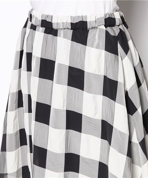 CIAOPANIC（チャオパニック）の「【Ciaopanic】　チェックシフォンフレアギャザーSK（スカート・レディース・ブラック/オフホワイト・FREE）」の7枚目の写真