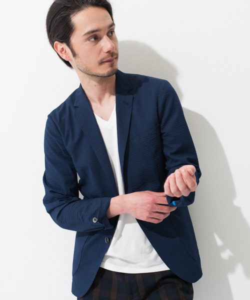 green label relaxing(グリーンレーベルリラクシング)の「【機能性ジャケット】 □COOL/MAX SCR NT 2B ジャケット ◆(テーラードジャケット・メンズ・ホワイト/ネイビー・X-LARGE/MEDIUM/LARGE/SMALL)」の2枚目の写真