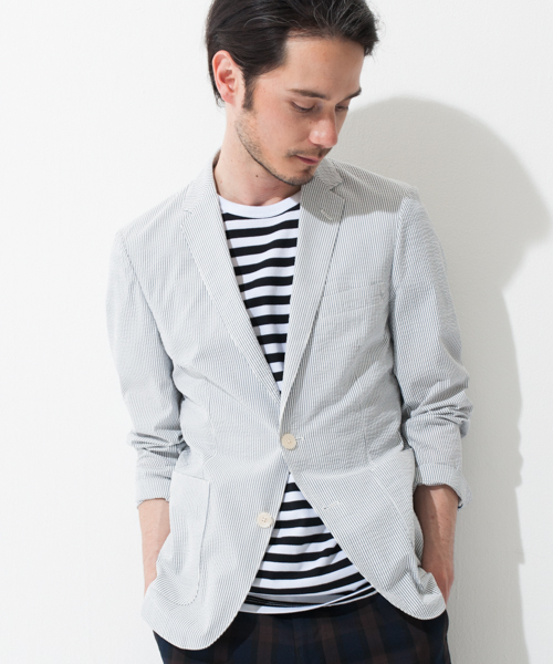 green label relaxing(グリーンレーベルリラクシング)の「【機能性ジャケット】 □COOL/MAX SCR NT 2B ジャケット ◆(テーラードジャケット・メンズ・ホワイト/ネイビー・X-LARGE/MEDIUM/LARGE/SMALL)」の1枚目の写真