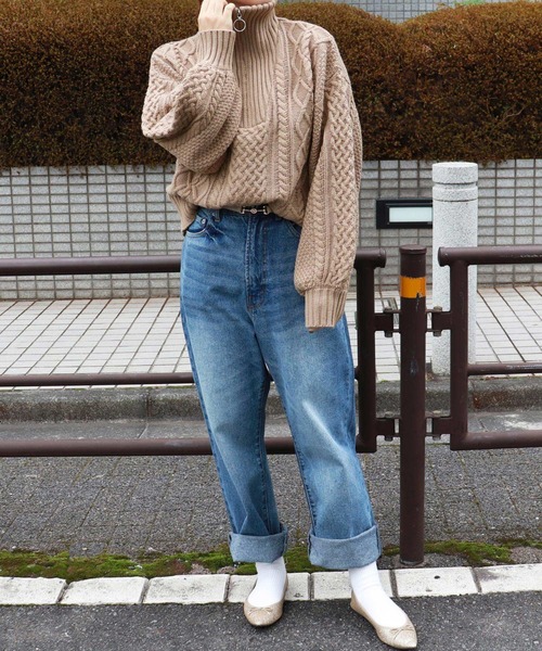 PairPair(ペアペア)の「ケーブル編みハーフジッププルオーバー(ニット/セーター・レディース・モカ/アイボリー/オリーブ・FREE)」の13枚目の写真