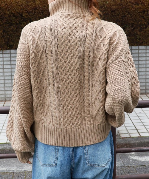 PairPair(ペアペア)の「ケーブル編みハーフジッププルオーバー(ニット/セーター・レディース・モカ/アイボリー/オリーブ・FREE)」の16枚目の写真