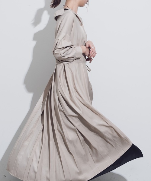 Aunt Marie's(アントマリーズ)の「AUNT MARIE'S バックプリーツロングシャツワンピース(ワンピース・レディース・ベージュ/ライトブルー/ナチュラル・FREE)」の10枚目の写真