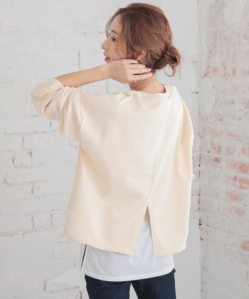 KOBE LETTUCE（コウベレタス）の「バックスリットスウェットトップス（スウェット・レディース・チャコール/ライトベージュ/パープル/ブルー・FREE）」の3枚目の写真