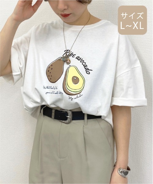 apres jour mignon（アプレジュールミニョン）の「【大きいサイズ】アソートルーズTシャツ２【ZOZOTOWN限定アイテム】（Tシャツ/カットソー・レディース・ホワイト/パープル/オフホワイト/カーキ/その他/ミント/マスタード/ライトベージュ・X-LARGE）」の6枚目の写真