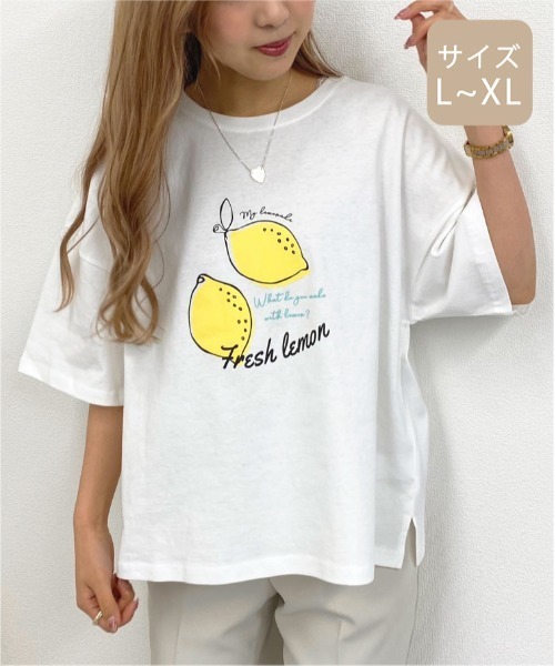 apres jour mignon（アプレジュールミニョン）の「【大きいサイズ】アソートルーズTシャツ２【ZOZOTOWN限定アイテム】（Tシャツ/カットソー・レディース・ホワイト/パープル/オフホワイト/カーキ/その他/ミント/マスタード/ライトベージュ・X-LARGE）」の8枚目の写真