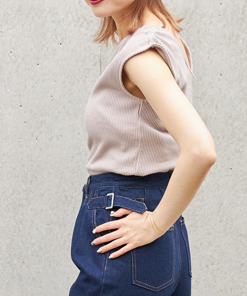 FUN.TRINITY（ファン トリニティー）の「アシメショルダータンク（タンクトップ・レディース・ブラック/ベージュ/グリーン・M）」の22枚目の写真