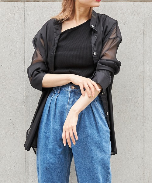 FUN.TRINITY（ファン トリニティー）の「アシメショルダータンク（タンクトップ・レディース・ブラック/ベージュ/グリーン・M）」の15枚目の写真