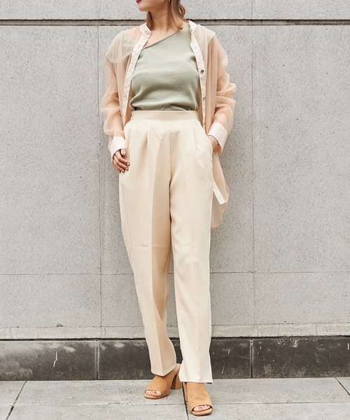 FUN.TRINITY（ファン トリニティー）の「アシメショルダータンク（タンクトップ・レディース・ブラック/ベージュ/グリーン・M）」の9枚目の写真