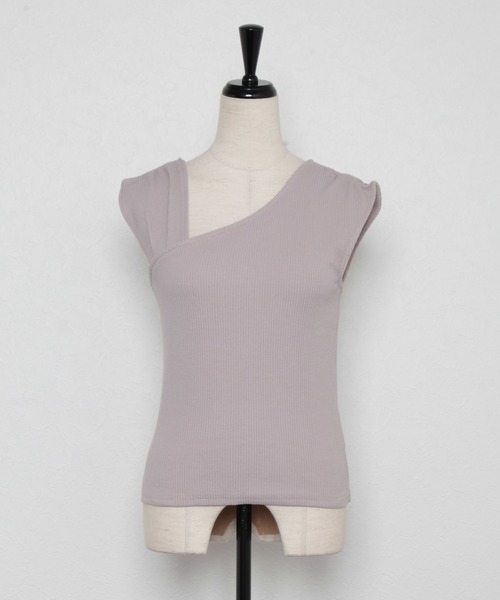 FUN.TRINITY（ファン トリニティー）の「アシメショルダータンク（タンクトップ・レディース・ブラック/ベージュ/グリーン・M）」の7枚目の写真