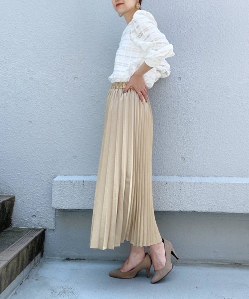 BE NEAT（ビーニート）の「【日本製】パフスリーブチェックブラウス（シャツ/ブラウス・レディース・ネイビー/アイボリー・M）」の8枚目の写真