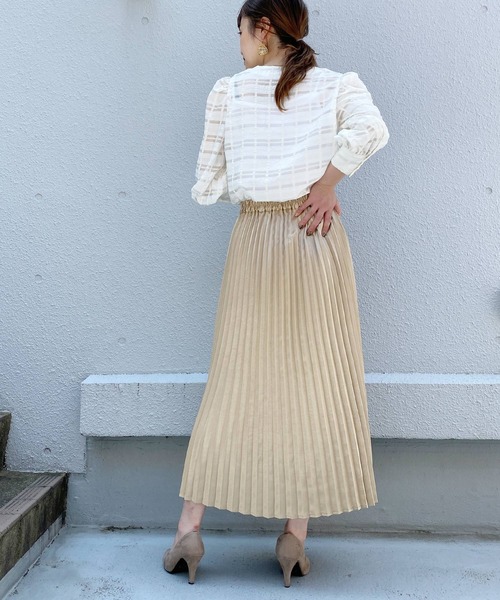 BE NEAT（ビーニート）の「【日本製】パフスリーブチェックブラウス（シャツ/ブラウス・レディース・ネイビー/アイボリー・M）」の9枚目の写真