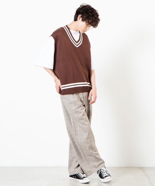 WEGO（ウィゴー）の「WEGO/ミラノリブチルデンニットベスト（ベスト・メンズ・ホワイト/ブラック/ベージュ/ブラウン・MEDIUM/LARGE）」の15枚目の写真