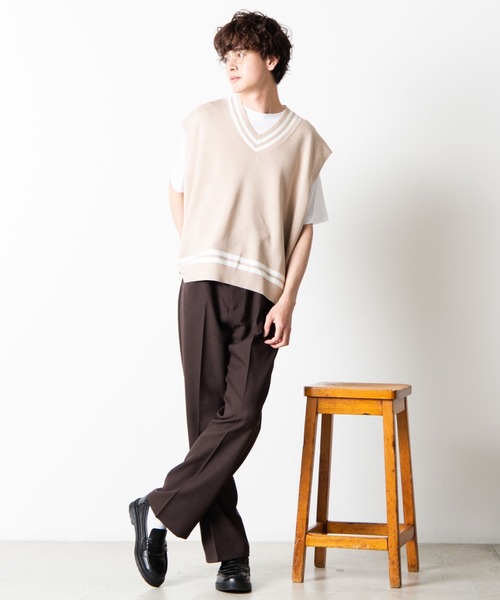 WEGO（ウィゴー）の「WEGO/ミラノリブチルデンニットベスト（ベスト・メンズ・ホワイト/ブラック/ベージュ/ブラウン・MEDIUM/LARGE）」の19枚目の写真