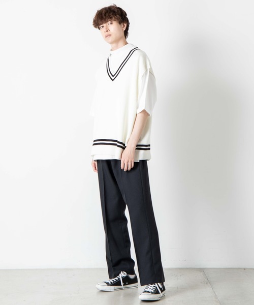 WEGO（ウィゴー）の「WEGO/ミラノリブチルデンニットベスト（ベスト・メンズ・ホワイト/ブラック/ベージュ/ブラウン・MEDIUM/LARGE）」の6枚目の写真