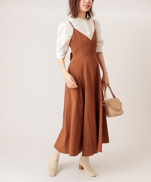 natural couture（ナチュラルクチュール）の「【WEB限定カラー有り】バックリボンキャミワンピース（ワンピース・レディース・ブラック/ブラウン/モカ/チェック/グリーン系その他・FREE）」の3枚目の写真