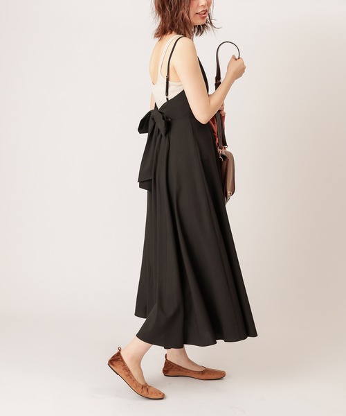 natural couture（ナチュラルクチュール）の「【WEB限定カラー有り】バックリボンキャミワンピース（ワンピース・レディース・ブラック/ブラウン/モカ/チェック/グリーン系その他・FREE）」の6枚目の写真