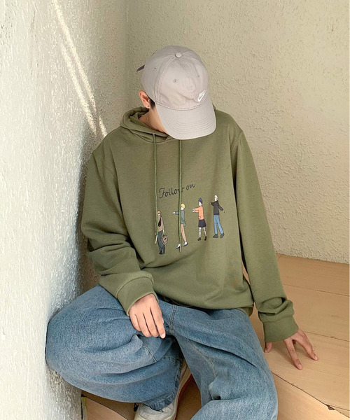 Neos Addictive パーカー Design ビッグシルエット イラスト 手書き風 イラスト ロゴ スウェット スウェット プルオーバー パーカー パーカー Neos ネオス のファッション