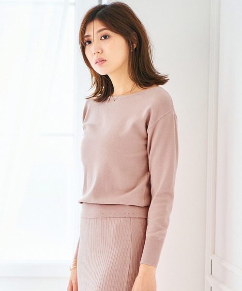 FEERICHELU（フェリーシェル）の「ニット パールボタン バック FEERICHELU（ニット/セーター・レディース・ブラック/アイボリー/ピンクベージュ・M/S）」の7枚目の写真