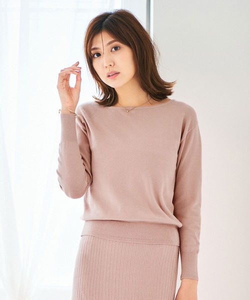 FEERICHELU（フェリーシェル）の「ニット パールボタン バック FEERICHELU（ニット/セーター・レディース・ブラック/アイボリー/ピンクベージュ・M/S）」の9枚目の写真