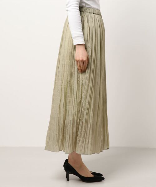 INTERPLANET（インタープラネット）の「シアーランダムプリーツスカート（スカート・レディース・グレー/チャコールグレー/グリーン・FREE）」の4枚目の写真