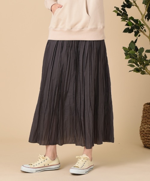 INTERPLANET（インタープラネット）の「シアーランダムプリーツスカート（スカート・レディース・グレー/チャコールグレー/グリーン・FREE）」の2枚目の写真