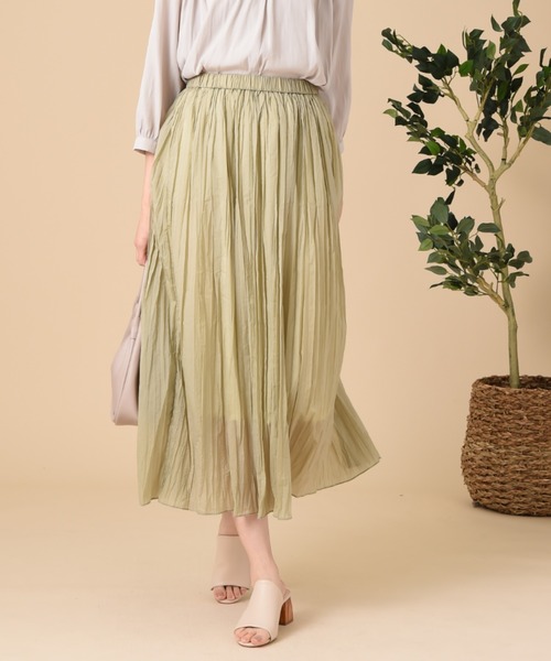 INTERPLANET（インタープラネット）の「シアーランダムプリーツスカート（スカート・レディース・グレー/チャコールグレー/グリーン・FREE）」の11枚目の写真